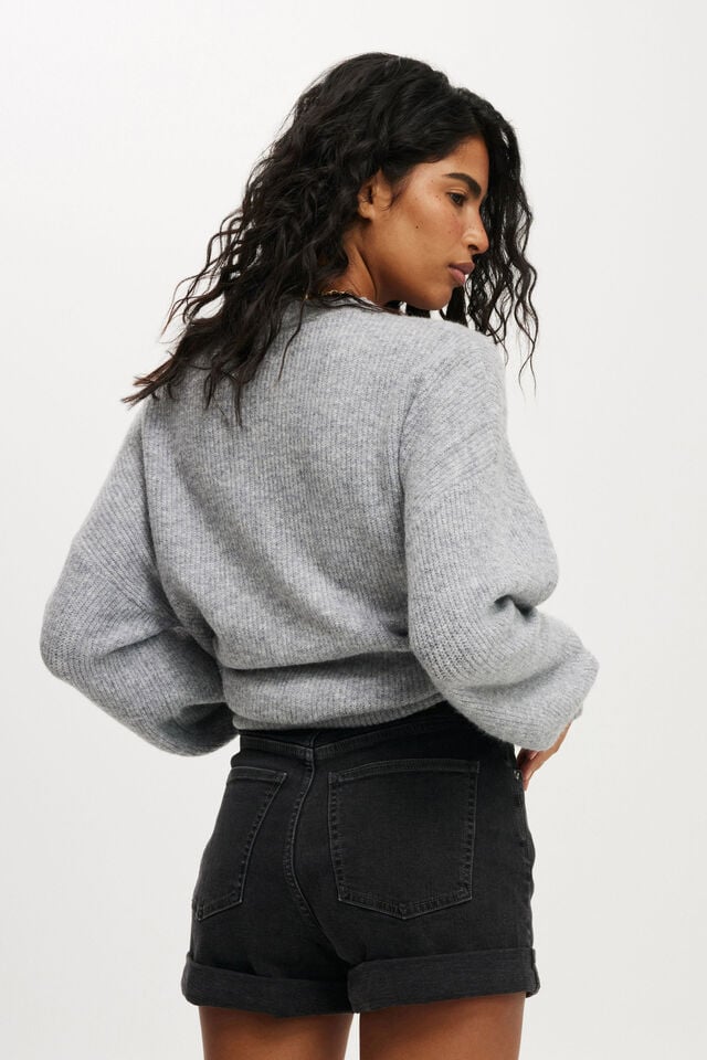 Cotton On High Rise Micro Denim Short Graphite Black Cuff