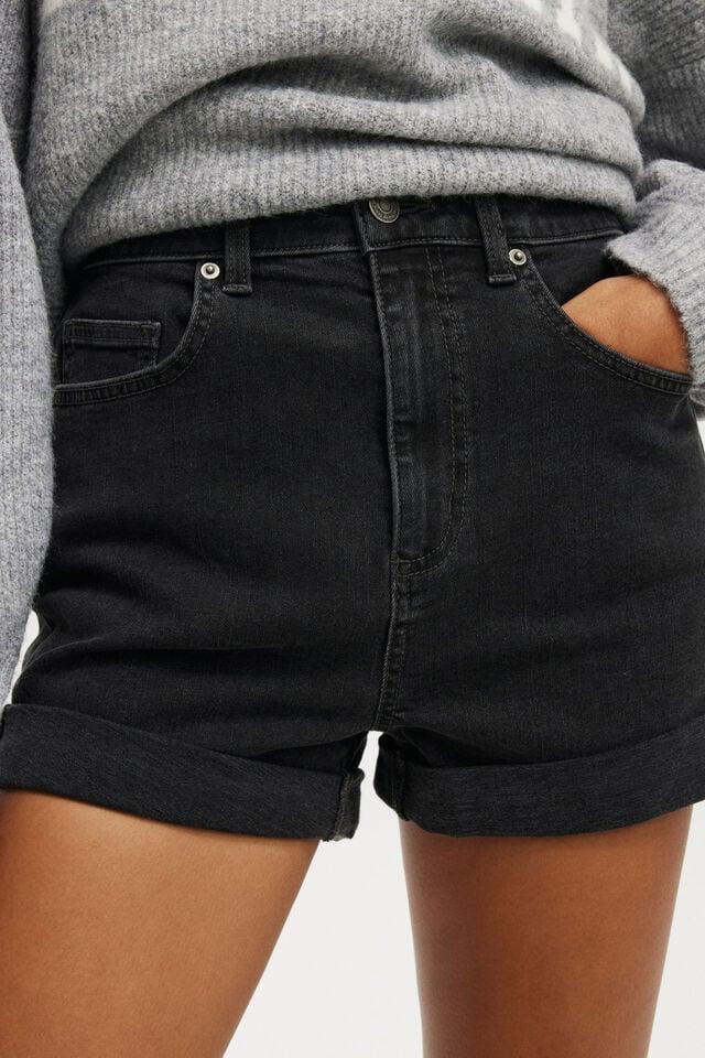 cotton on High Rise Micro Denim Short graphite black cuff