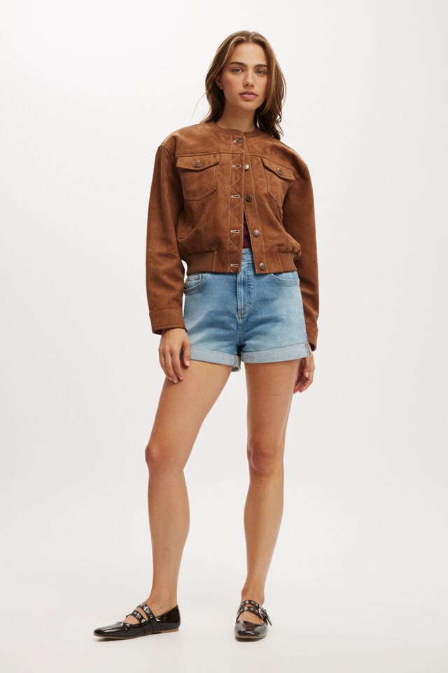 Cotton On High Rise Micro Denim Short Saltwater Blue Cuff