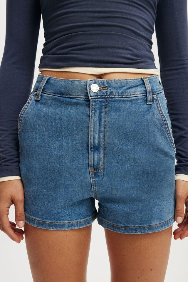 Cotton On High Rise Micro Denim Short Seaside Blue/slant