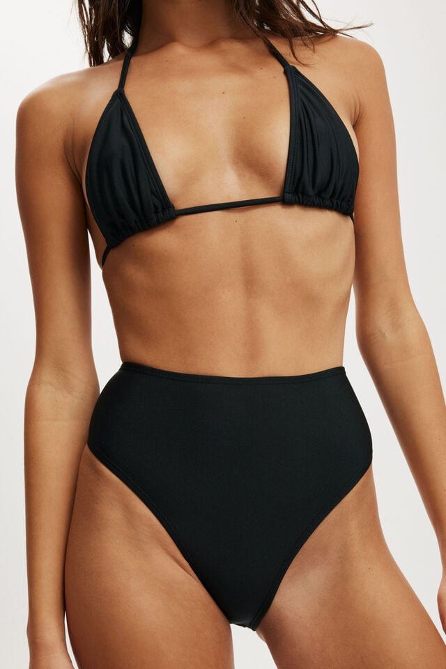 Cotton On Highwaisted Cheeky Bikini Bottom Black Shimmer