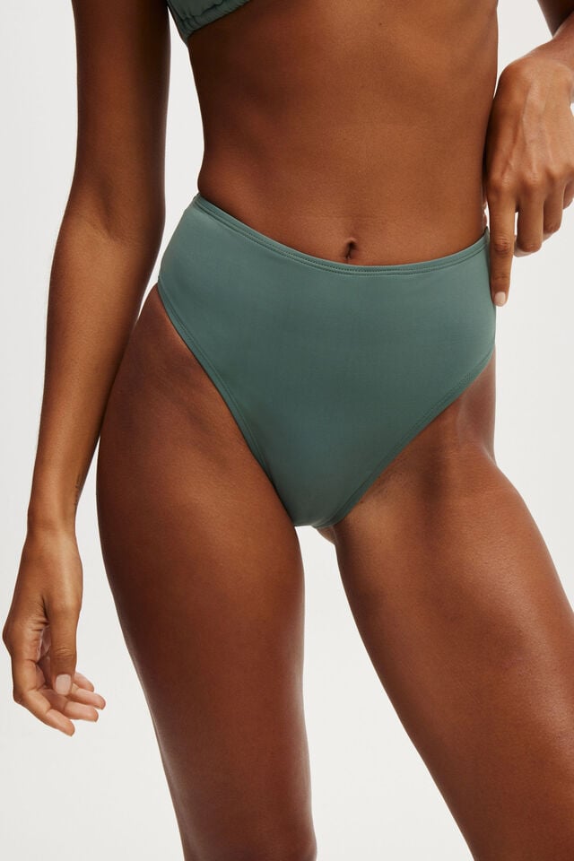 Cotton On Highwaisted Cheeky Bikini Bottom Dusty Khaki