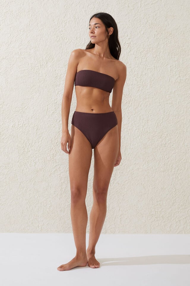 cotton on Highwaisted Cheeky Bikini Bottom willow brown crinkle