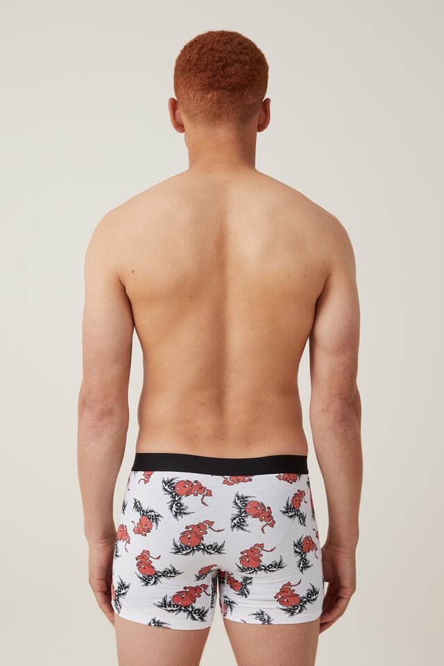 Cotton On Hot Stuff Mens Trunks Lcn Uni White/ Hot Stuff Metal Logo