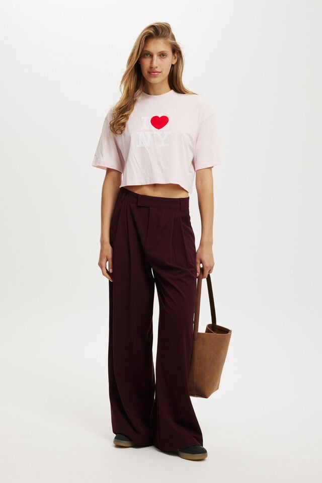 Cotton On I Love NY Cropped Boxy Graphic Tee Lcn I Love Ny/ Soft Pink
