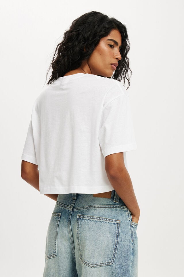 Cotton On I Love NY Cropped Boxy Graphic Tee Lcn I Love Ny/ White