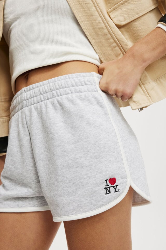 Cotton On I Love NY Dolphin Hem Mini Short Lcn I Love Ny/soft Grey Marle