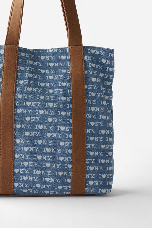 Cotton On I Love NY Tote Bag Lcn Ny I Love Ny/blue Denim