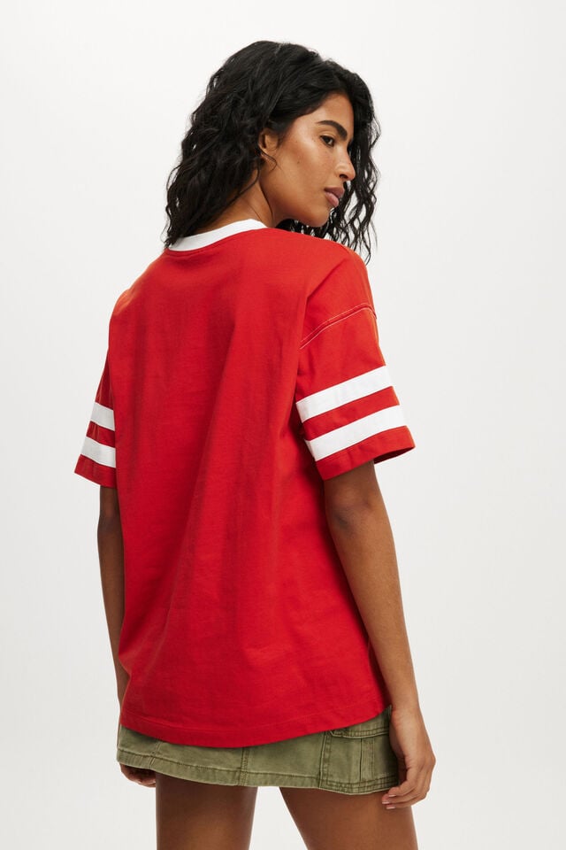 Cotton On I Love NY V Neck Oversized Graphic Tee Lcn I Love Ny/ Poppy Red