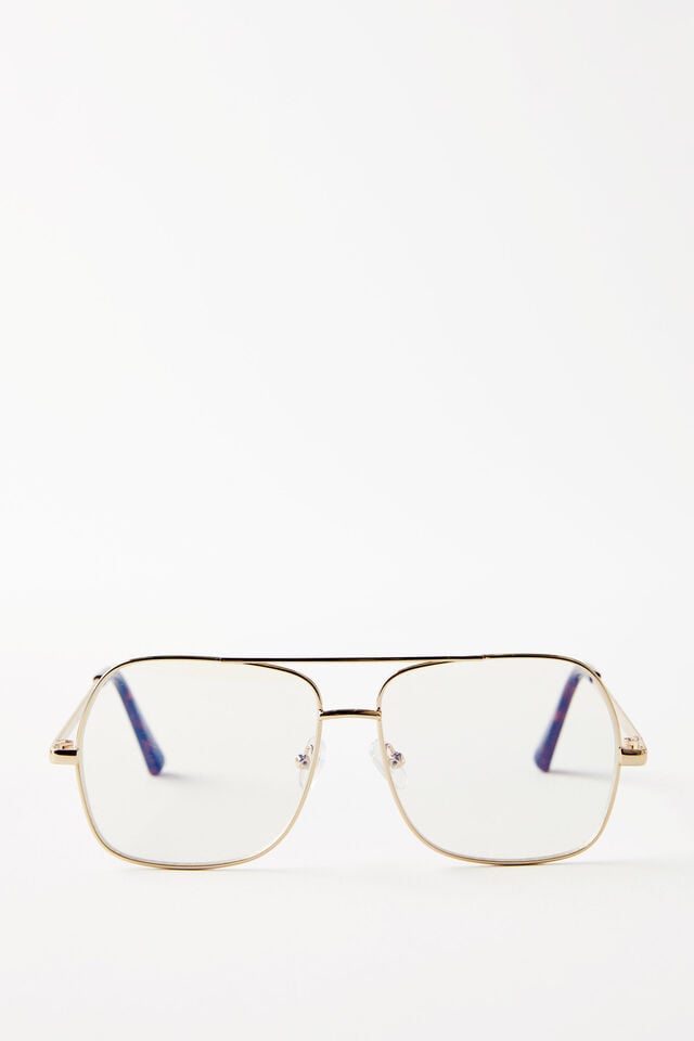 cotton on Jade Metal Aviator Sunglasses gold/blue light