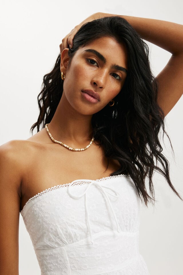 Cotton On Jaime Strapless Mini Dress White Broderie