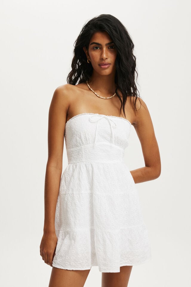 cotton on Jaime Strapless Mini Dress white broderie