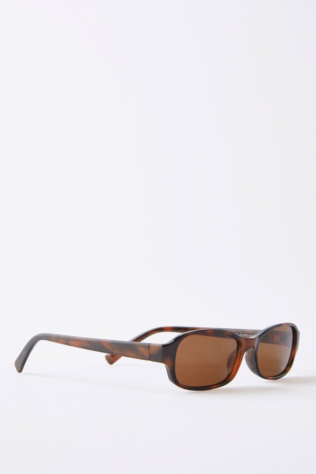 Cotton On Jamie Slim Wrap Around Sunglasses Deep Tort
