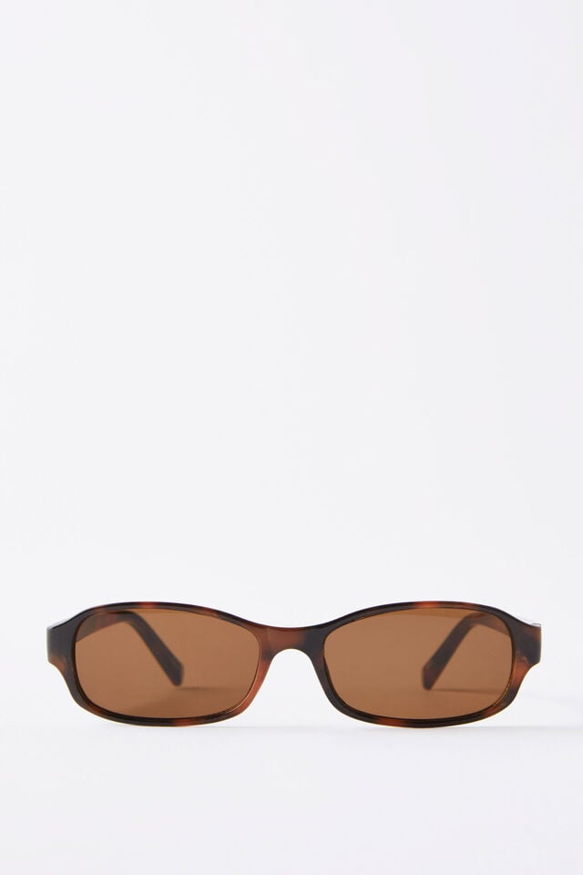 cotton on Jamie Slim Wrap Around Sunglasses deep tort