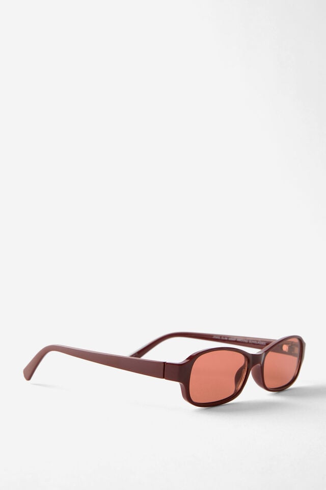 Cotton On Jamie Slim Wrap Around Sunglasses Sour Cherry