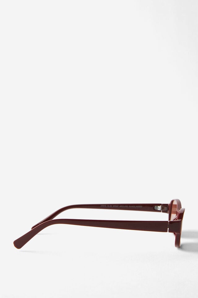 Cotton On Jamie Slim Wrap Around Sunglasses Sour Cherry