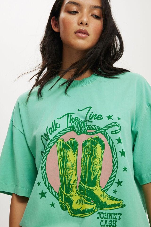 Cotton On Johnny Cash Boxy Graphic Tee Lcn Mt Johnny Cash Walk The Line/ Heritage Gr