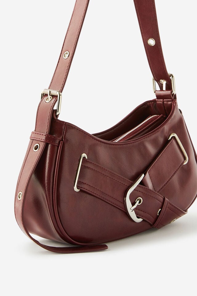 Cotton On Karli Underarm Bag East West Buckle/deep Berry