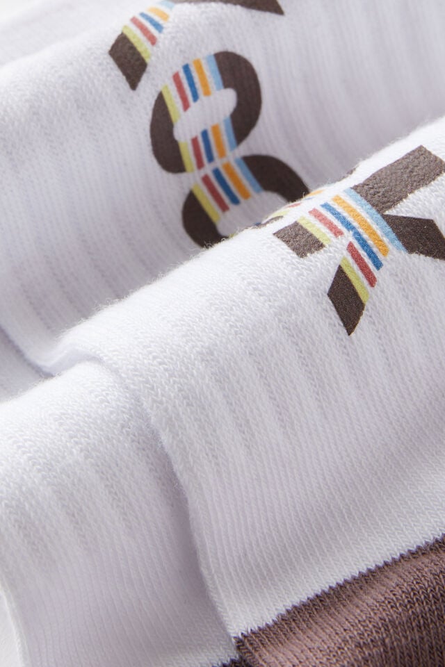 Cotton On Kodak Retro Sporty Crew Sock Lcn Kod Kodak/white