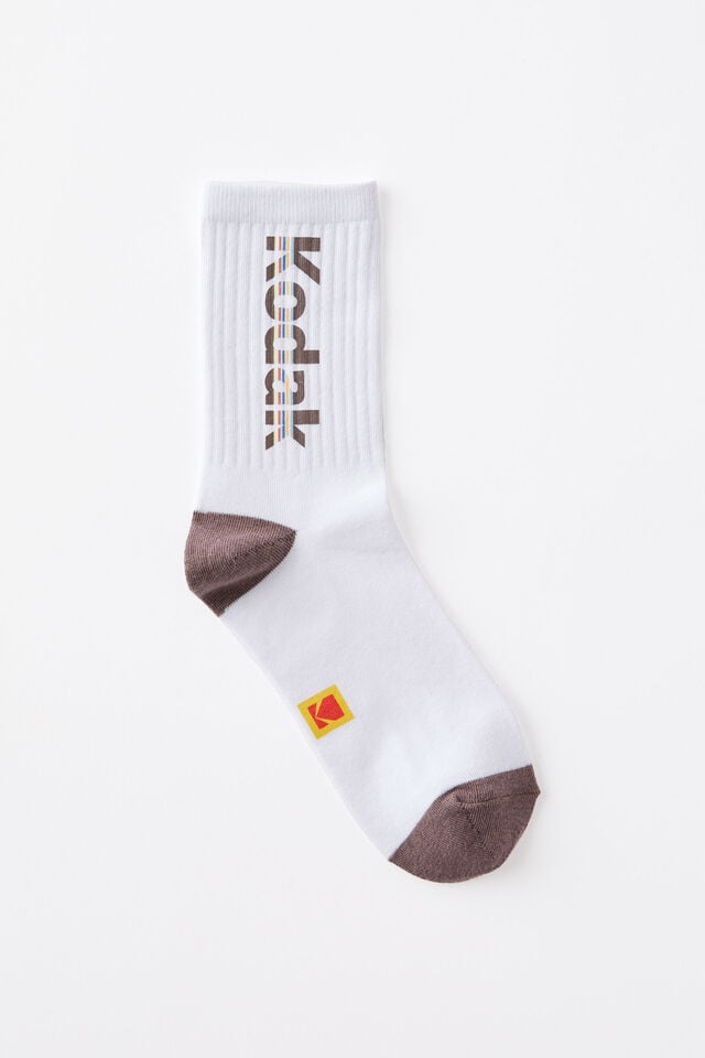 cotton on Kodak Retro Sporty Crew Sock lcn kod kodak/white
