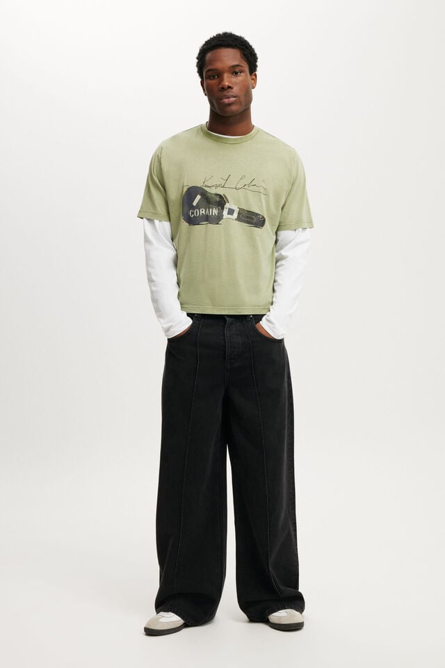 Cotton On Kurt Cobain Cropped Fit T-Shirt Lcn Mt Sage / Kurt Cobain - Guitar