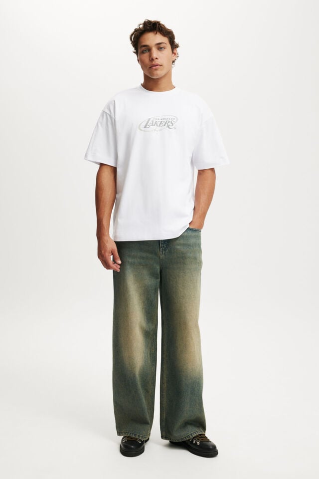 Cotton On LA Lakers Box Fit T-Shirt Lcn Nba White /la Lakers Tonal Stars