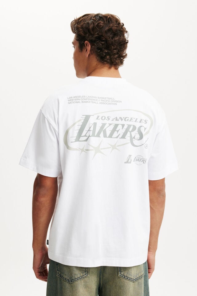 Cotton On LA Lakers Box Fit T-Shirt Lcn Nba White /la Lakers Tonal Stars