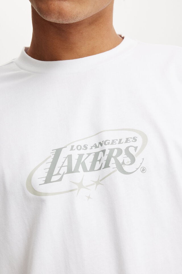 Cotton On LA Lakers Box Fit T-Shirt Lcn Nba White /la Lakers Tonal Stars