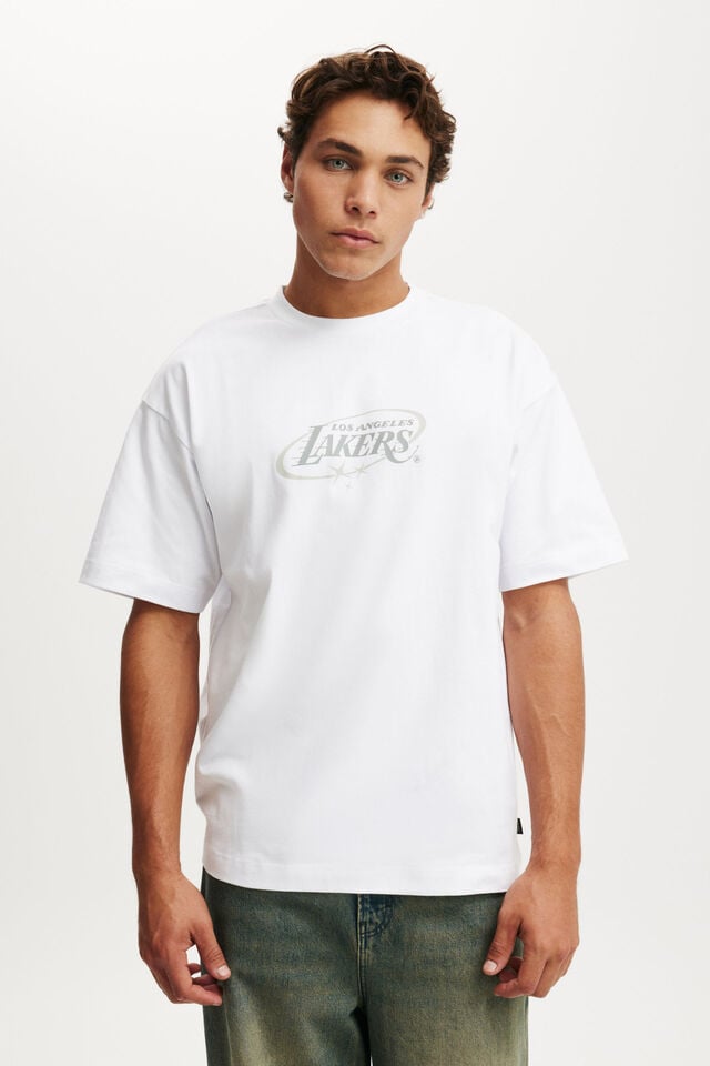 cotton on LA Lakers Box Fit T-Shirt lcn nba white /la lakers tonal stars