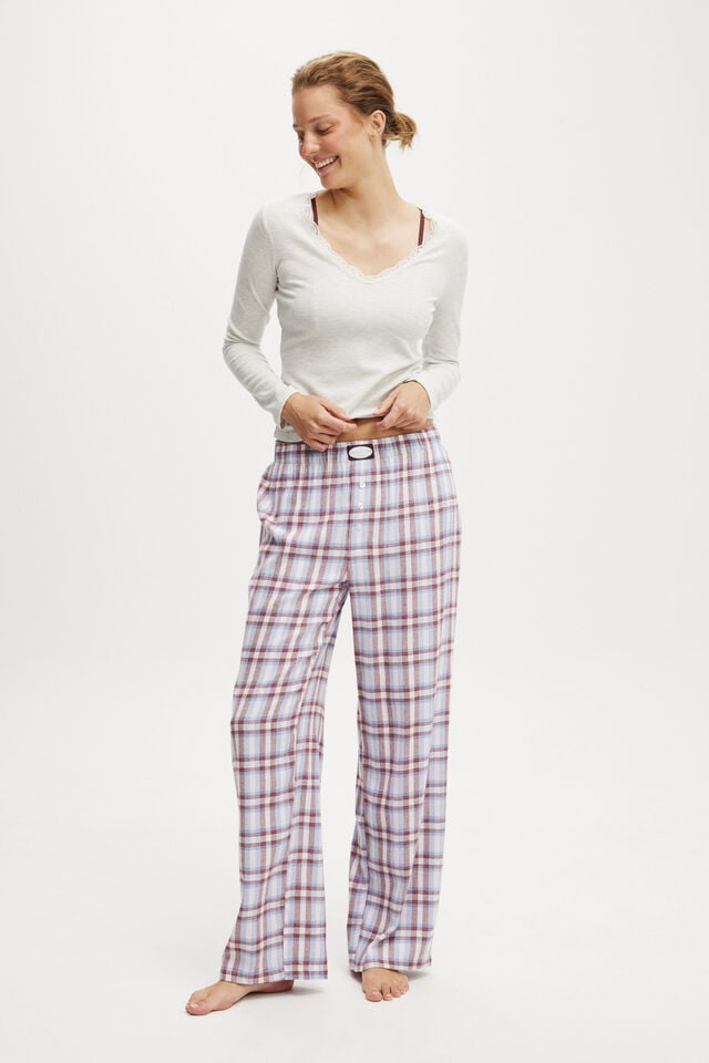 Cotton On Lace Trim Long Sleeve Light Grey Marle Waffle