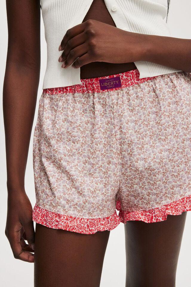 Cotton On Liberty Fabric Bloomer Short Fallen Leaves/poppy Day Red