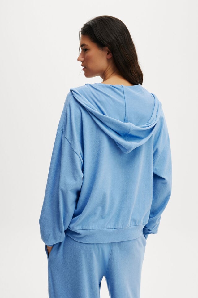 Cotton On Light Weight Super Soft Hooded Zip Through Adrift Blue