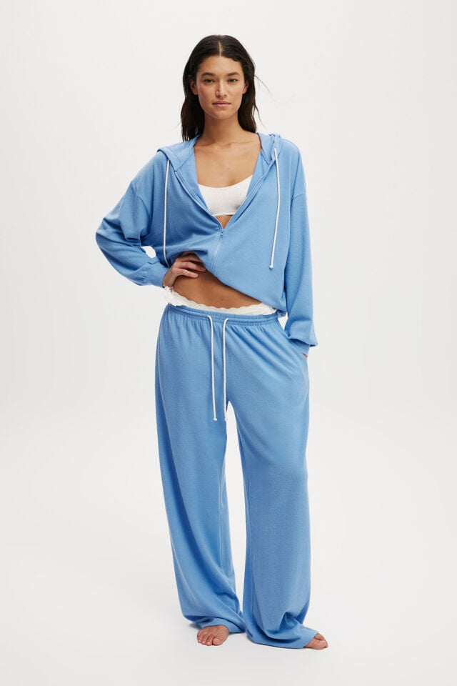 Cotton On Light Weight Super Soft Hooded Zip Through Adrift Blue