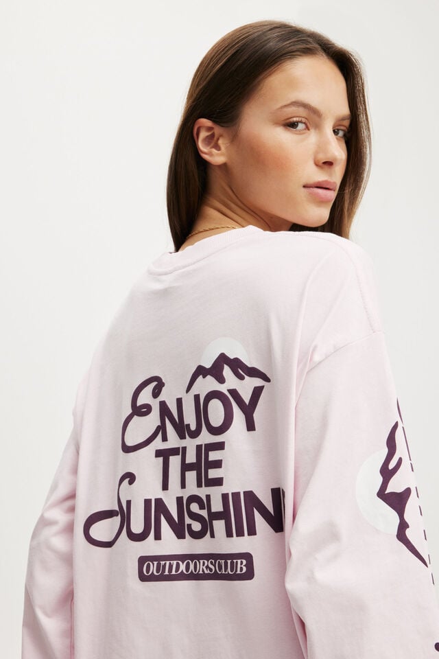 Cotton On Long Sleeve Graphic Crew Cherry Dream/outdoors Club