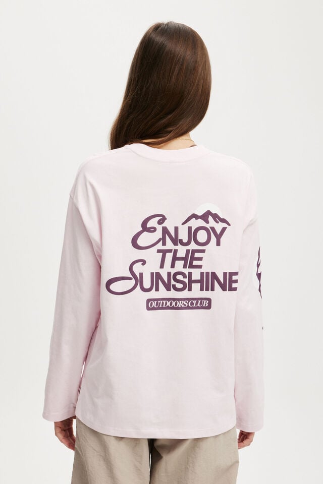 Cotton On Long Sleeve Graphic Crew Cherry Dream/outdoors Club