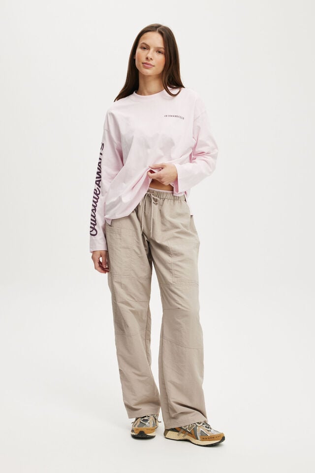 Cotton On Long Sleeve Graphic Crew Cherry Dream/outdoors Club