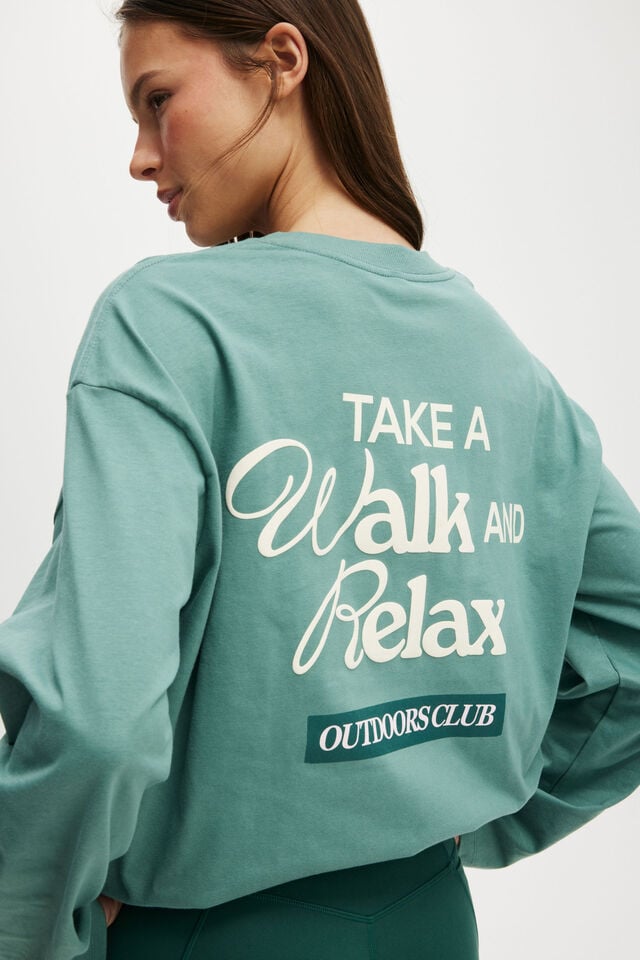 Cotton On Long Sleeve Graphic Crew Sagebrush/outdoors Club