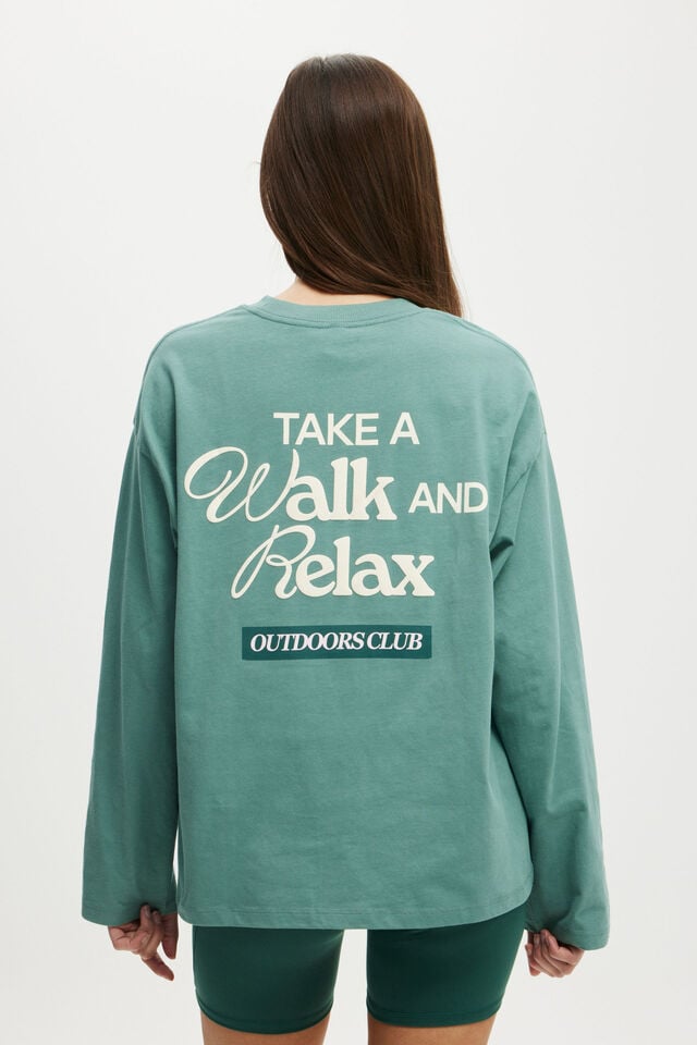 Cotton On Long Sleeve Graphic Crew Sagebrush/outdoors Club