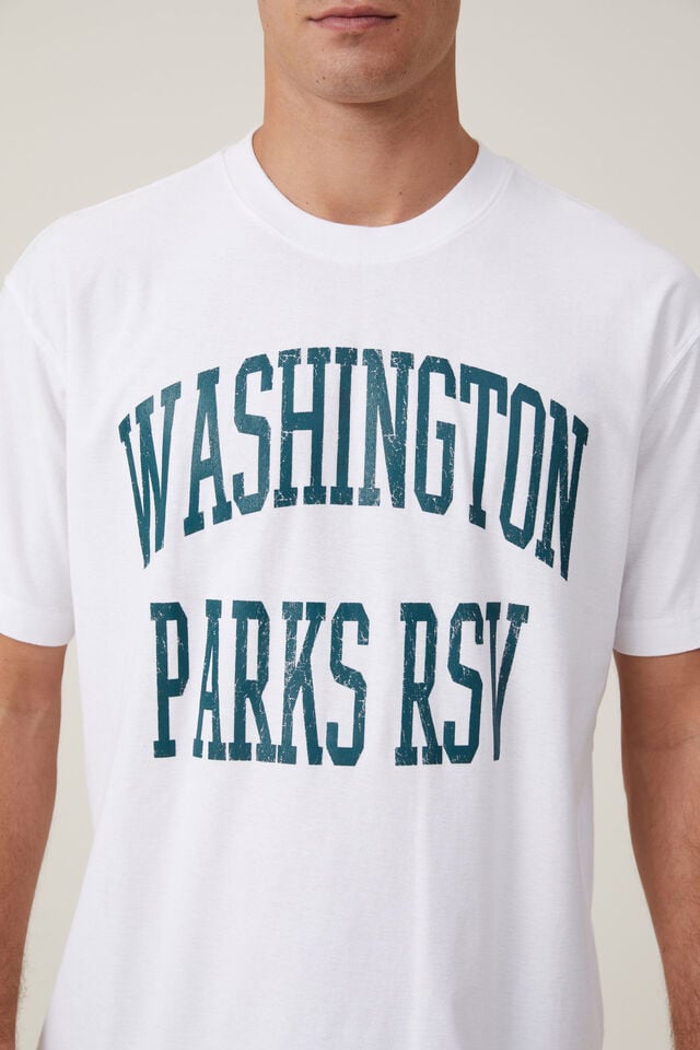 Cotton On Loose Fit College T-Shirt White / Washington Parks