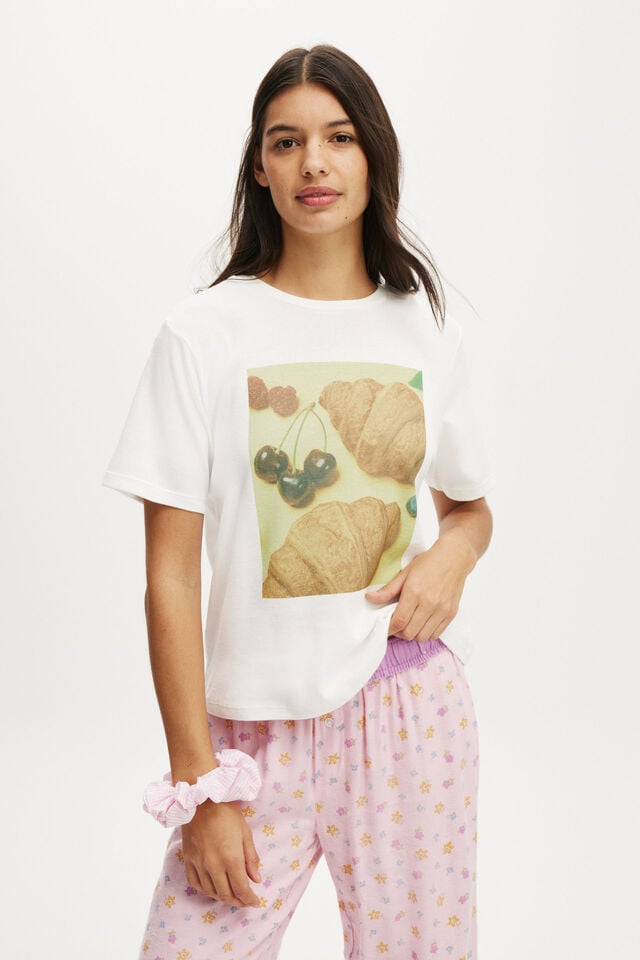 cotton on Lounge Graphic Tee croissant and cherries