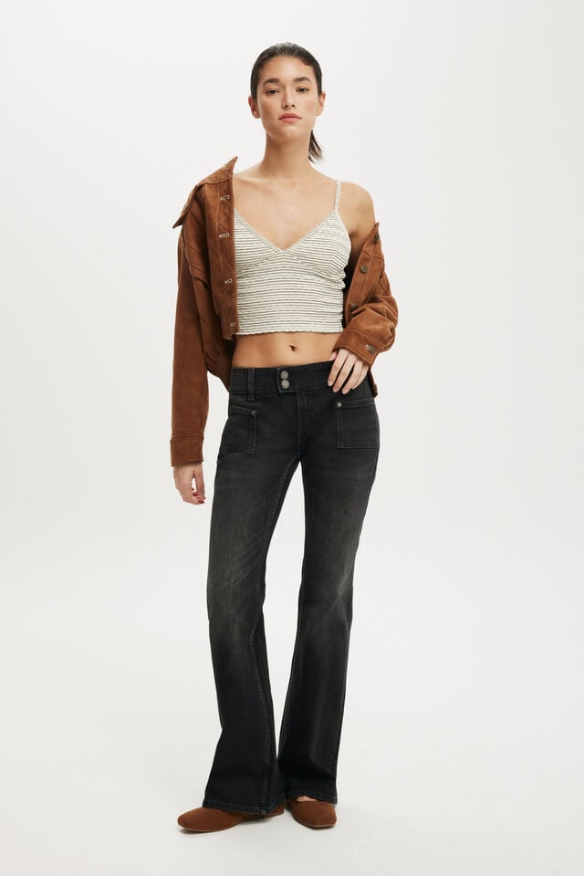 cotton on Low Rise Bootcut Jean stitch revolve black