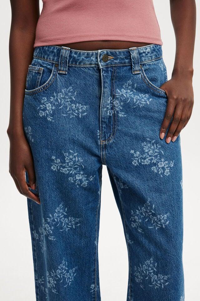 Cotton On Low Super Baggy Jean Nordic Blue/floral Laser