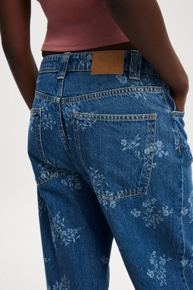 Cotton On Low Super Baggy Jean Nordic Blue/floral Laser