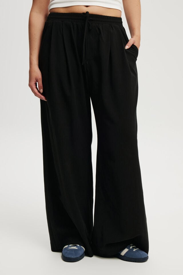 Cotton On Luis Pull On Suiting Pant Black Pinstripe