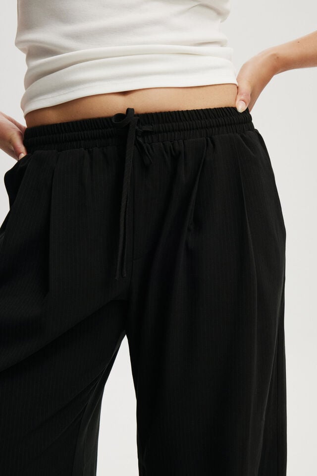 Cotton On Luis Pull On Suiting Pant Black Pinstripe