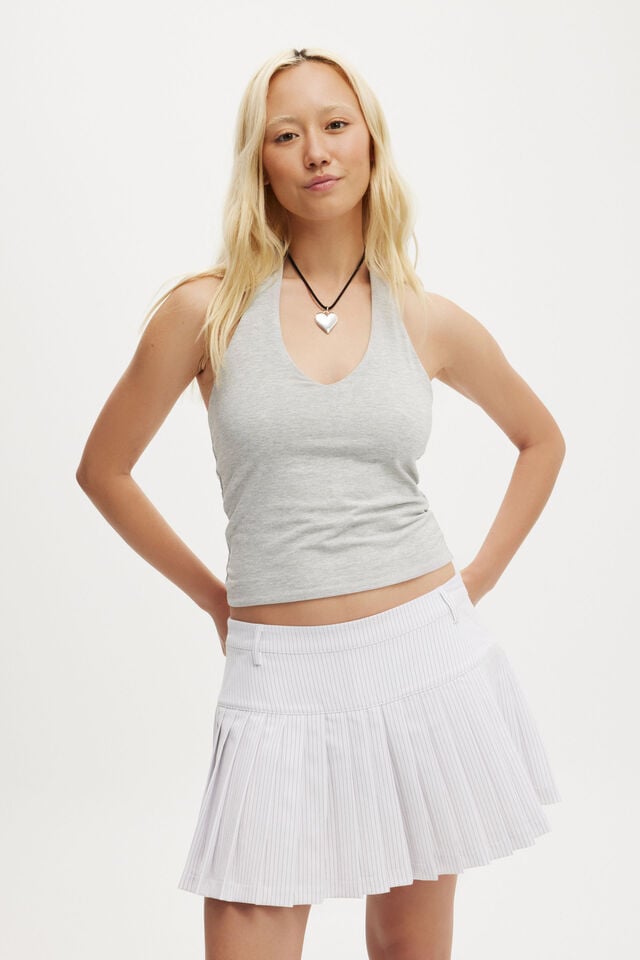 cotton on Luis Suiting Pleated Skirt white pinstripe