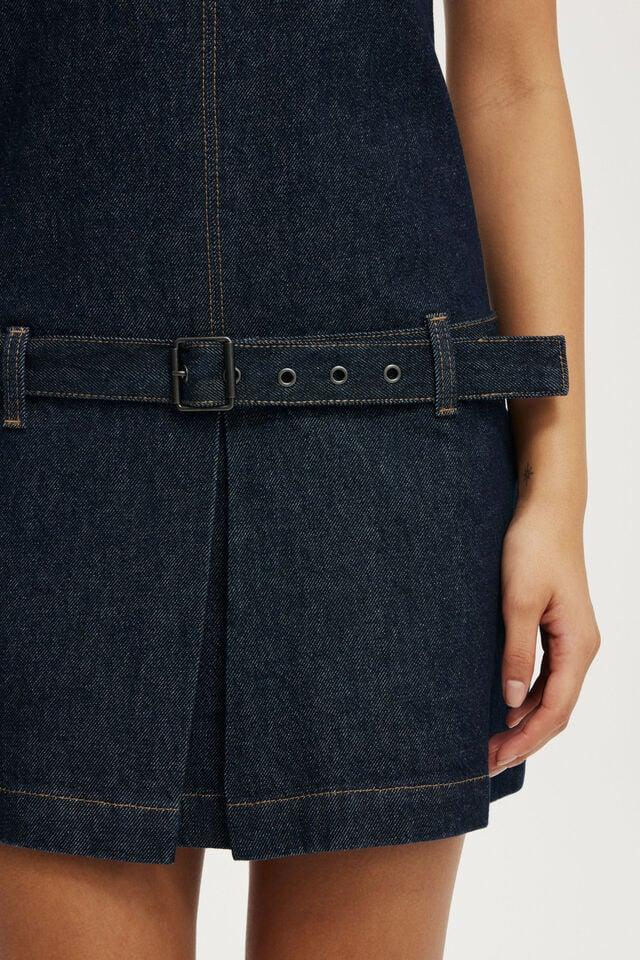 Cotton On Luisa Belted Denim Mini Dress Shutter Blue