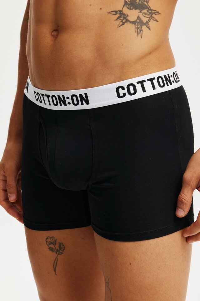 Cotton On Mens Organic Cotton Trunks Black/white/black