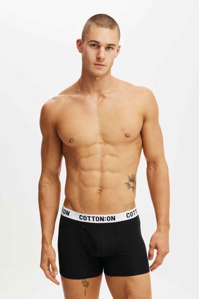 cotton on Mens Organic Cotton Trunks black/white/black
