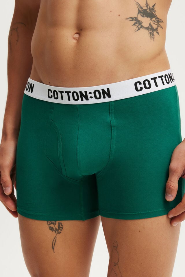 Cotton On Mens Organic Cotton Trunks Emerald/white/black